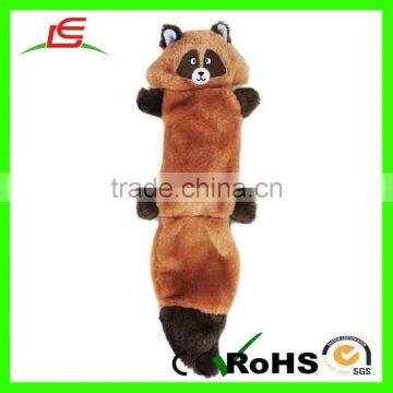 3 Squeaker Fox No Stuffing Plush Dog Toy With Brown