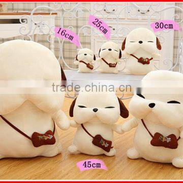 Factory Custom White Plush Dog Toy Wearing Small Bag photo-4