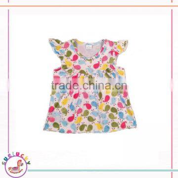 Sue Lucky girls wholesale boutique clothing ruffles short sleeve baby t shirts