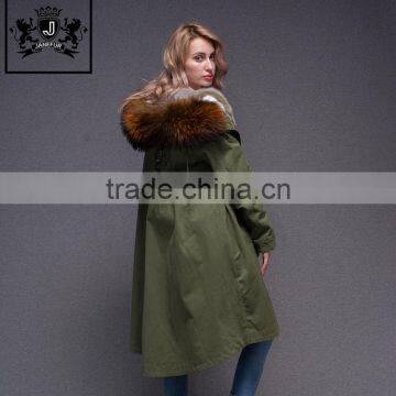 New Product Winter Lady Heavy Parkas Military Coat Warm Hood Fur Parka with Fur