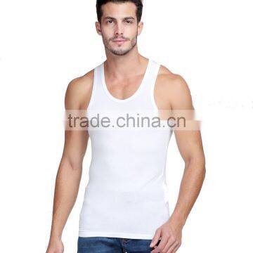 China factory fitness cotton polyester mens white tank top