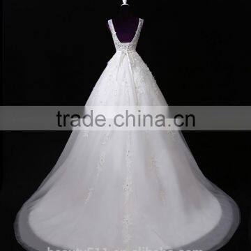 2017 Wholesale Sweetheart Sleeveless Lace Wedding Dresses Beaded V-neck Nackline Mermaid Lace Wedding Dress F13001 photo-5