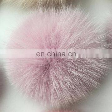 Custom solid color fox fur pom pom bobble for hat/shoes fashion