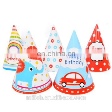 Party custome design haNewt funny birthday paper hats ribbon for kids wholesale MFJ-0105