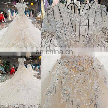 LS00249 Real Photos Cap Sleeves Lace Sleeve Zipper Long Train Bow Ghana Wedding Dresses for Sale Online photo-4