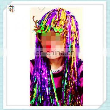 Cheap Carnival Party Unisex Short Mardi Gras Tinsel Wigs HPC-0055