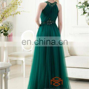 Halter Beaded Emerald Green Women Maxi Evening Dress HMY-CDE008 Dresses vestidos de fiesta