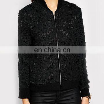 Bomber Black Lady Jacket in Lace photo-4