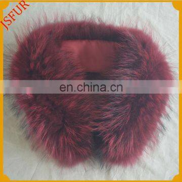 Jsfur Wholesale Raccoon Fur Hood Scarf For Jacket Detachable Collar