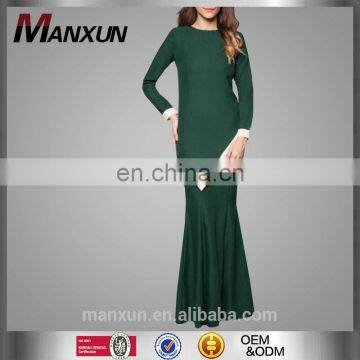 Islamic Modern Wear Lady Dress Malaysia Latest Abaya Fashion Green Baju Kurung Wholesale 2017