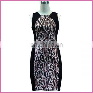 ladies bodycon middle symmetrical patten printed chiffon tank dress