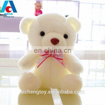 custom soft white plush teddy bear toys with color bow tie