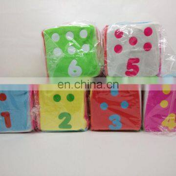 customize high quality plush dice toy for baby six color printting dice foam toy