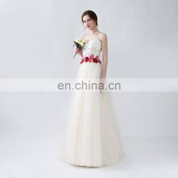 Real Sample Elegant Sweetheart Ruffle Sequins Appliqued Zipper Backless Pick-ups Floor Length Bridesmaid Dress