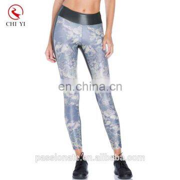 2017 factory direct sale small MOQ custom design sublimated faux leather leggings wet look sports tights