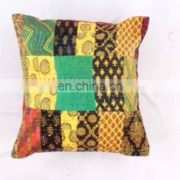 PATCHWORK INDIAN KANTHA CUSHION PILLOW COVER CASE Ethnic Decorative India Art