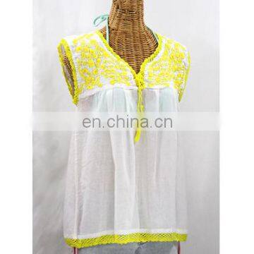 Ladies fashion clothing Mexican embroidery designs tunic tops wholesale mexican traditonal clothes