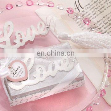 "Words of Love" Silver-Finish Bookmark with Elegant White-Silk Tassel