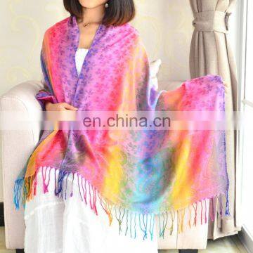 New Minority Style Nepal Cotton and Linen Colorful Hijab Manufacturer Direct Rainbow Pashmina Scarf photo-5