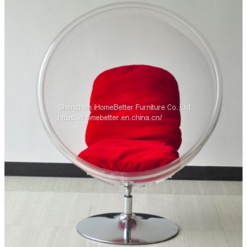 Transparent acrylic with chassis rotating bubble ball chair