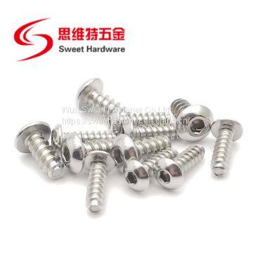 304 Stainless Steel Button Head Socket Tapping Screw With Blunt Tip photo-2