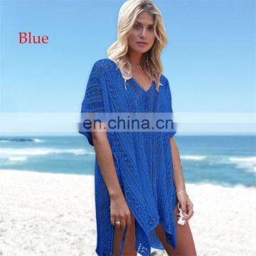 Hot Sale Beach Cover Up Ups Hollow Blouse Knit Bikini Dress Tunic Women Sexy Swimsuit Plage Beachwear Cover-Ups Cardigan