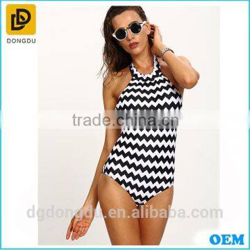 Pretty Quality Casual Halter -neck Lady Backless Print One-Piece Swimwear