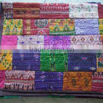 Indian Old Patola Kantha Quilted Patchwork Throws Bedspreads Handmade Throws Tapestery