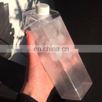 Reusable Custom Logo Transparent Clear Milk Carton Shaped Water Bottle Plastic