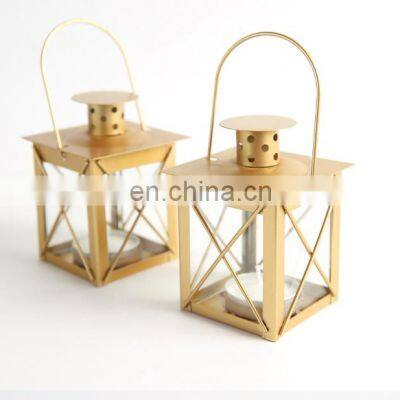 Popular Metal Candle Lantern Mini Candle Holder Cheap Iron Gold Lantern For Home