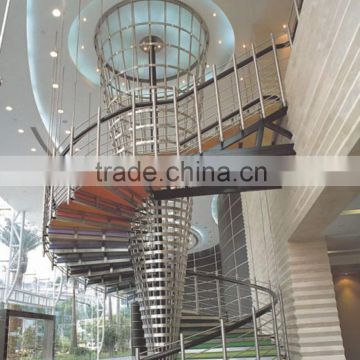 Spiral stainless steel stairs for hall