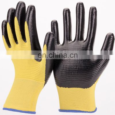 13Gauge Seamless Knit Polyester Smooth Slippery Nitrile Coating Gloves With Solid Grip For Automotive Stacking Oily Panels