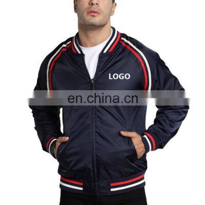 OEM Wholesale Custom Logo bomber baseball windbreaker jacket coat with zipper casual jackets for men