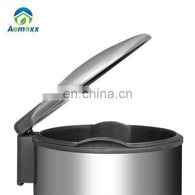 Оптовая кухонная внутренняя нержавеющая металлическая мусорка с тонкой крышкой и педалью, с мягким закрытием photo-3