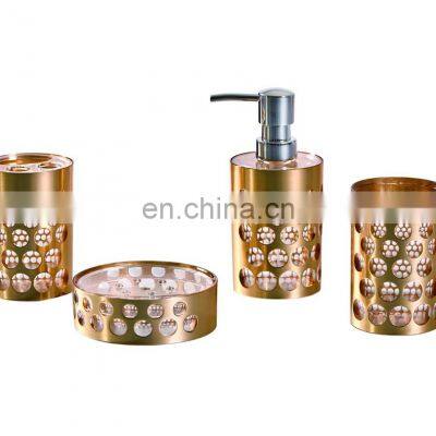 luxury Shinny gold color plastic bathroom accessories set