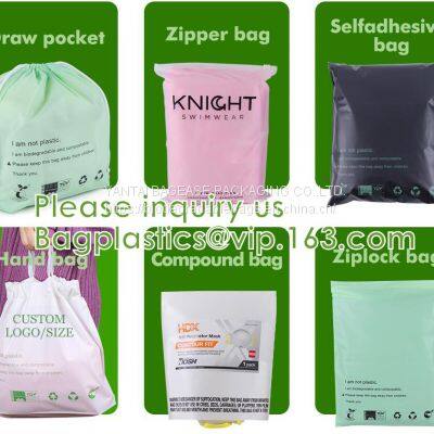 100% Biodegradable compostable plastic express courier custom eco bio mailers mailing bag with die cut handles bagease