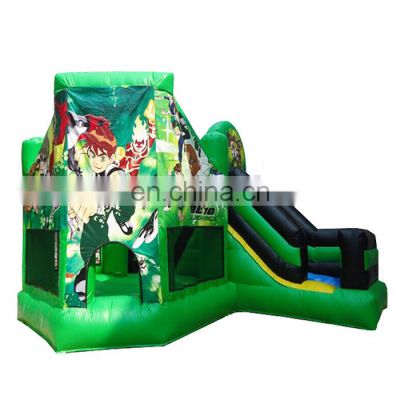 Handsome green cartoon giant shark bouncy to boys blow up bouncy castle