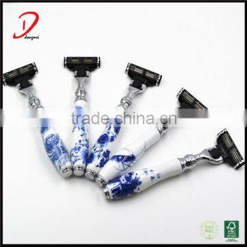 Chinese Style 3 Blade Head Men Ceramic Shaving Razors With Gift Box photo-2