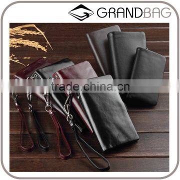 Top oil wax cowhide leather car key case key holder for men Multi-functional wallet with wristlet