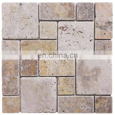 New Manufacturing Luxury Decoration Models Hot Sale Turkish Travertine Mosaic Tumbled From Turkey CEM-T-MOS-01-01 photo-2