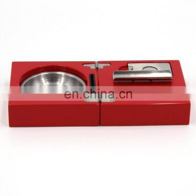 Made in China Red Lacquered Promotion Ashtray Wholesale Custom Made Wooden Cigar Ashtray photo-2