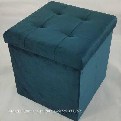 Foldable storage velvet ottoman