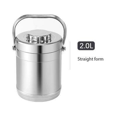 Stainless Steel Insulated Lunch Box Drum Shaped Straight Tube Lifting Pot photo-3