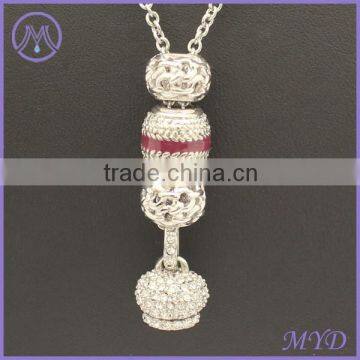 DIY metal beads crystal point pendant in customized design