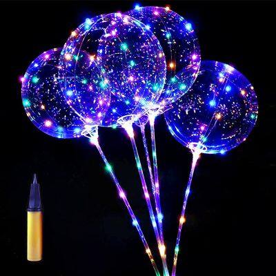 Wholesale Inflatable Wide Mouth Clear Led Bobo Bubble Transparent Light Up Bobo Balloons and Flashing Led With Sticks