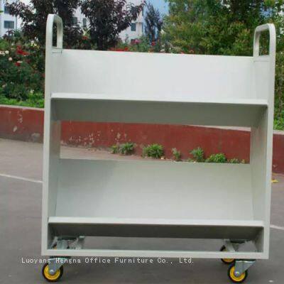 Durable White Rolling Book Cart for Schools and Offices – 3-Shelf Design with Easy Mobility and Anti-Slip Footrest for Stability-OEM/ODM
