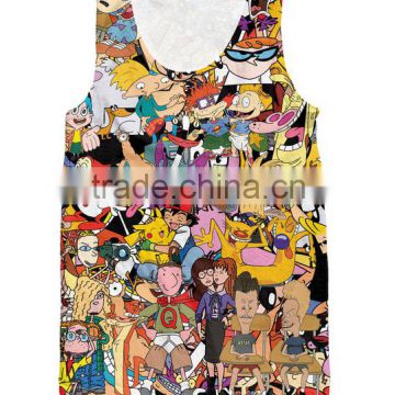 2015 wholesale summer kids digital printed custom sport tank tops