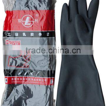 Heavy duty Chemical Resistant black Latex working gloves