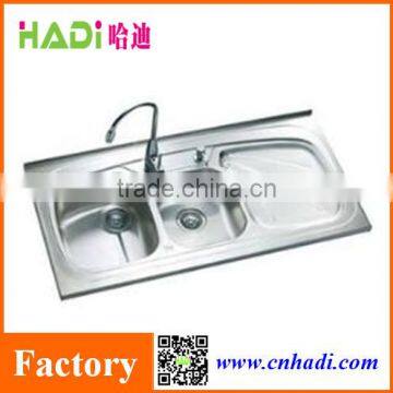 foshan factory 1.2m double bowl kitchen sink with drainborad HD12060