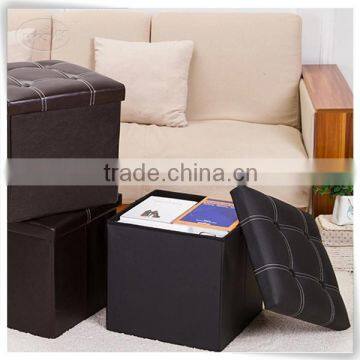 Square pu leather foldable colorful storage ottoman